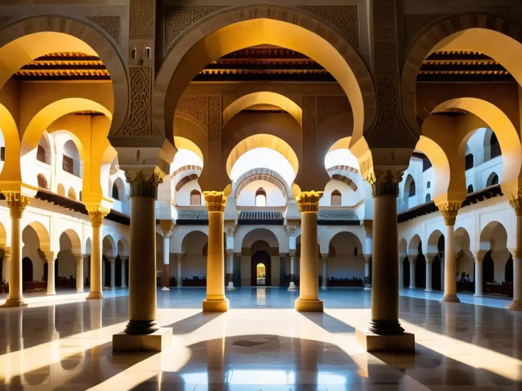 Fascinante imagen de la Mezquita de Córdoba, con juegos de luz y sombra que evocan la Filosofía Islámica en AlAndalus