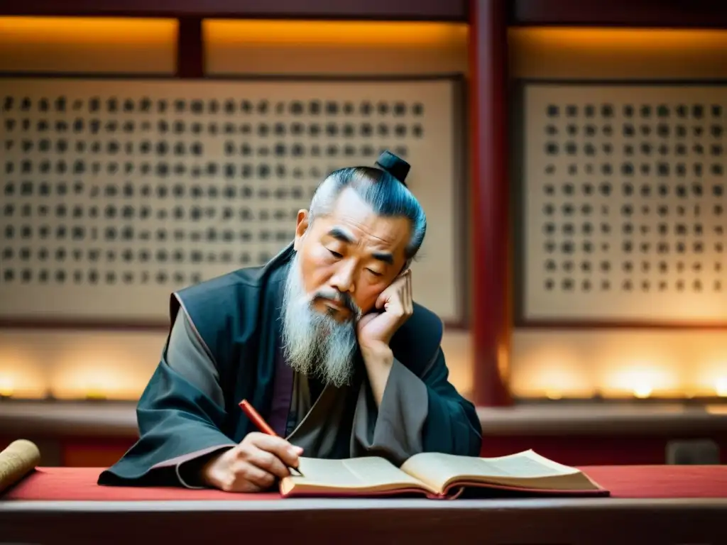 Un filósofo occidental reflexiona sobre la interpretación contemporánea del Confucianismo, inmerso en antiguos textos chinos