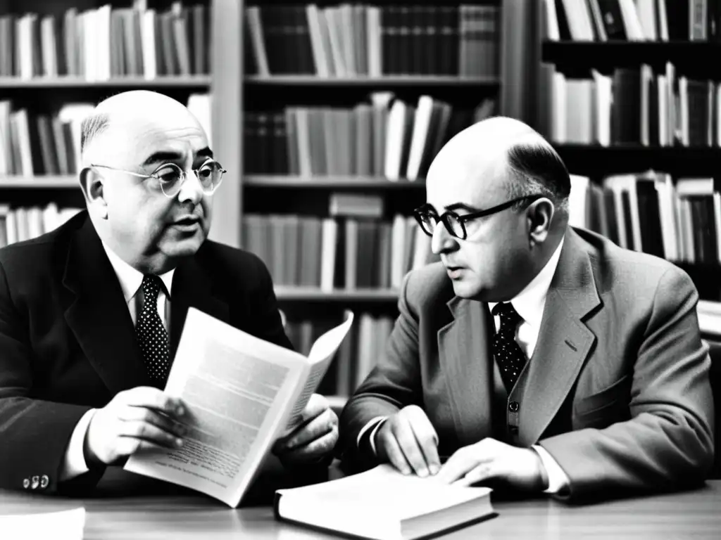 Dos filósofos debaten intensamente en el Instituto de Investigación Social en Frankfurt