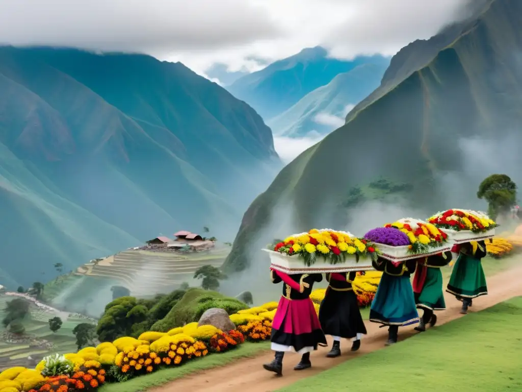 Procesión funeraria andina con enseñanzas filosóficas rituales sudamericanos
