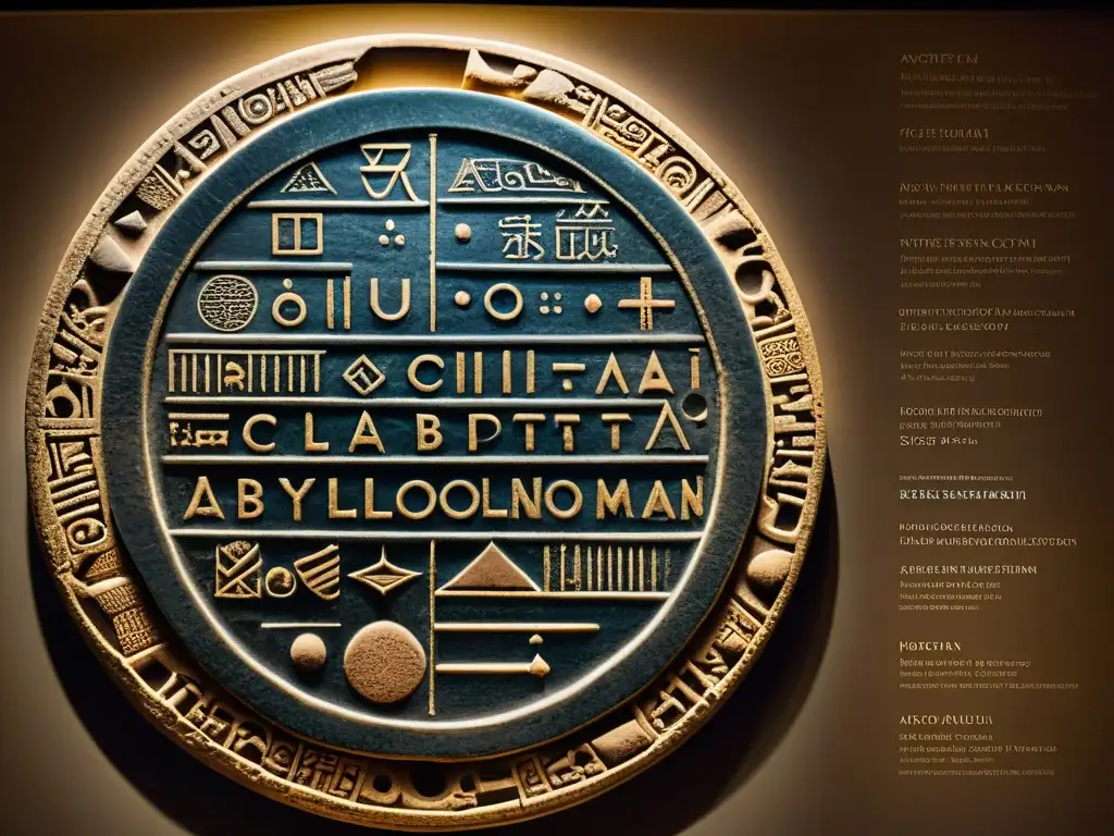 Clay tablets, geometric diagram y un astrolabio islámico en una exhibición