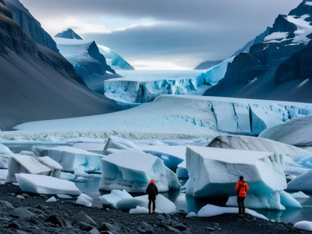 Un grupo diverso reflexiona sobre el cambio climático en un glaciar