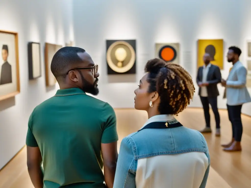 Un grupo diverso explora la conexión entre arte y filosofía en una galería de arte