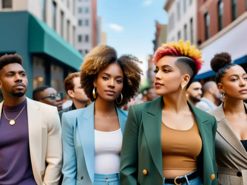 Grupo diverso de personas en la calle, expresando su identidad queer