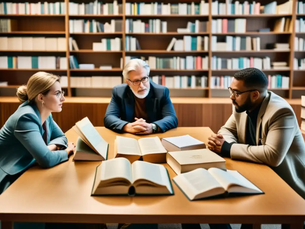 Un grupo diverso reflexiona y dialoga en torno a libros filosóficos, mostrando la complejidad de la ética en la curación de contenidos