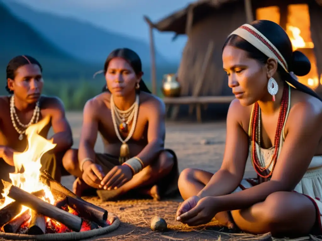 Grupo indígena compartiendo tradiciones alrededor del fuego, ilustrando el desarrollo teórico del postcolonialismo