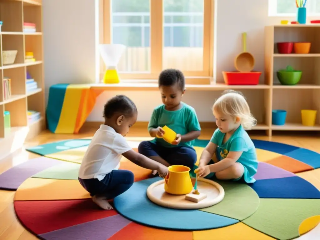 Un grupo de niños disfruta de actividades Montessori, mostrando autonomía en la educación temprana