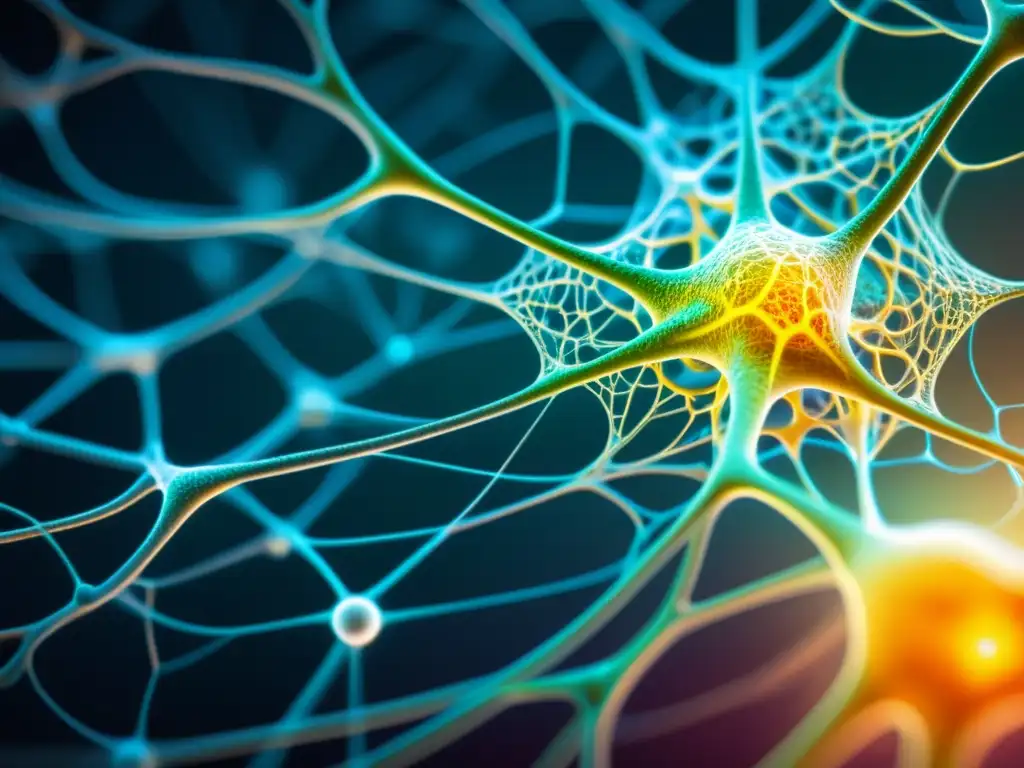 Una imagen de alta definición que muestra la intrincada red de neuronas interconectadas en el cerebro humano, destacando la complejidad de la causalidad y acausalidad en filosofía