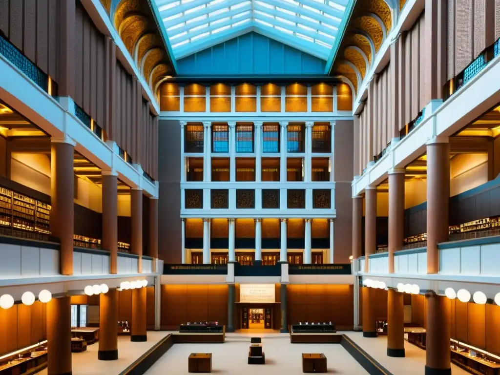 Imagen en alta resolución de la Biblioteca Británica en Londres, destacando su diseño arquitectónico y la Ruta de los Filósofos Ilustrados