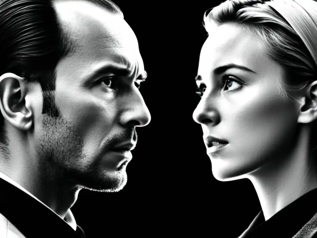 Imagen en blanco y negro de los personajes principales de 'Persona' de Ingmar Bergman, con expresiones intensas y contemplativas