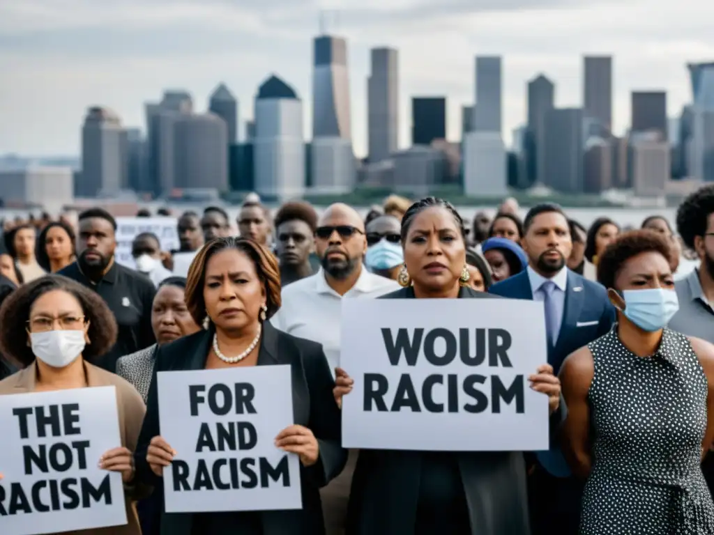 Una imagen conmovedora de diversidad y determinación, denunciando el racismo y la opresión