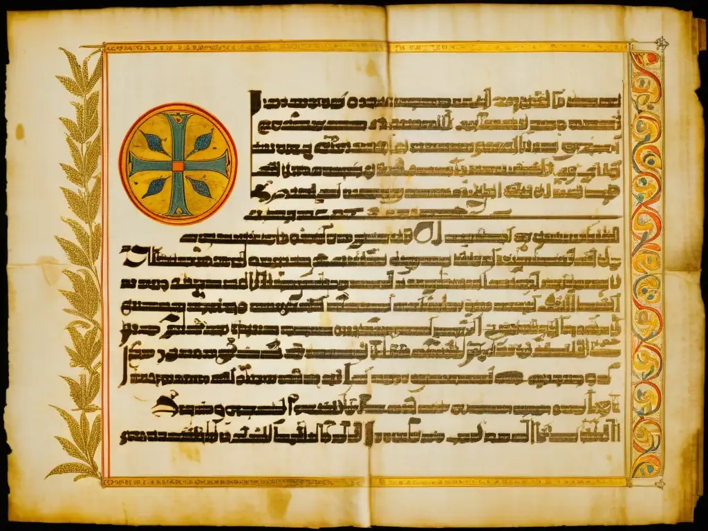 Una imagen detallada de un antiguo manuscrito del Avesta, con caligrafía e ilustraciones intrincadas