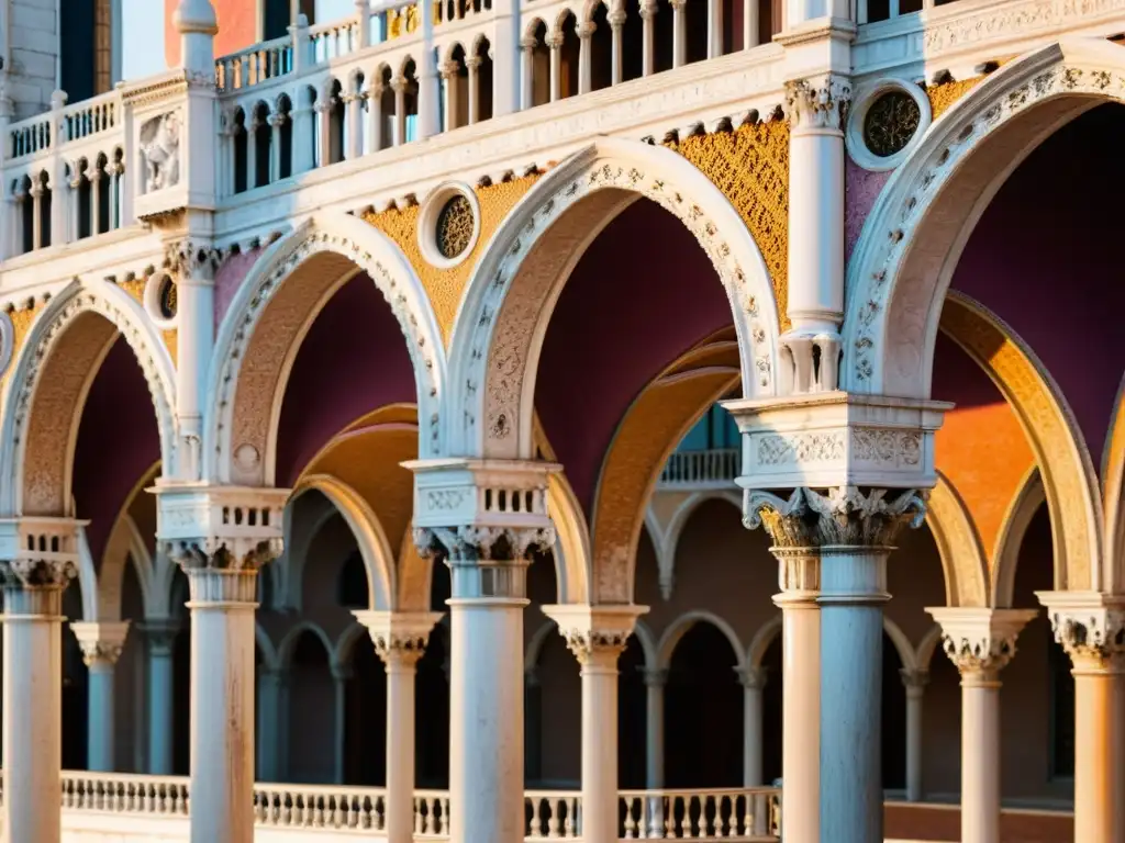 Una imagen detallada del Palacio Ducal en Venecia, con elementos renacentistas y góticos