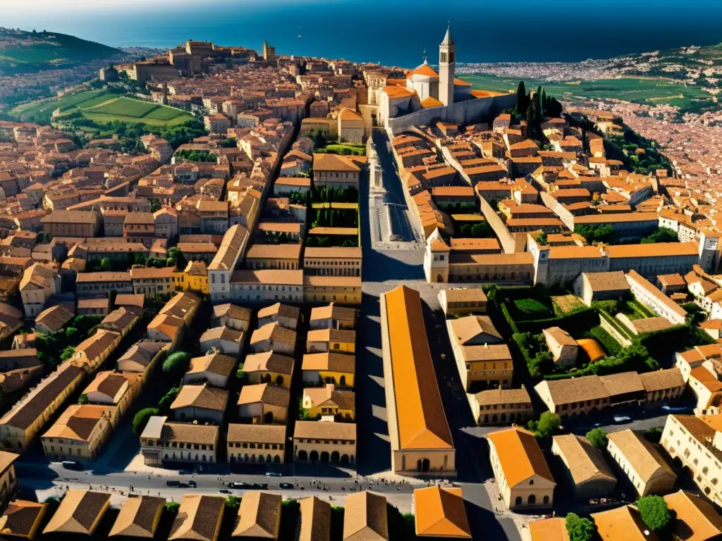 Imagen documental en alta resolución de un paisaje urbano italiano del siglo XV, destacando la arquitectura y la cultura renacentista