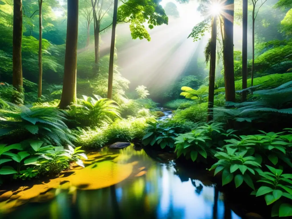 Imagen de un exuberante paisaje boscoso, con árboles altos y diversa vegetación