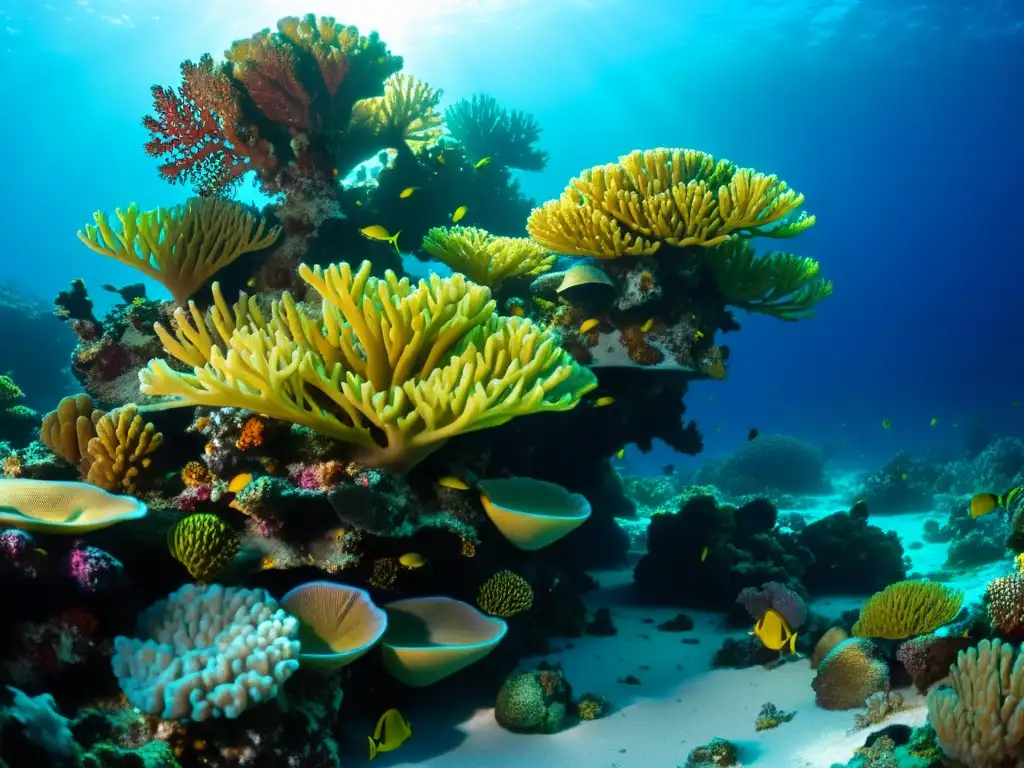 Imagen impactante de arrecife de coral vibrante, resaltando la biodiversidad y la importancia de la Ética Ambiental Sexta Extinción Masiva