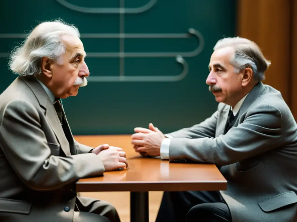 Imagen impactante de Albert Einstein y Niels Bohr debatiendo intensamente en la Conferencia de Solvay de 1927