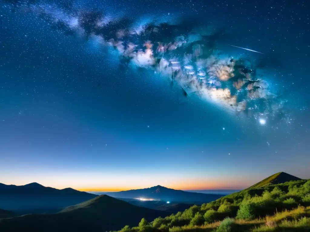 Imagen impactante del cielo estrellado con constelaciones y posiblemente una lluvia de meteoros