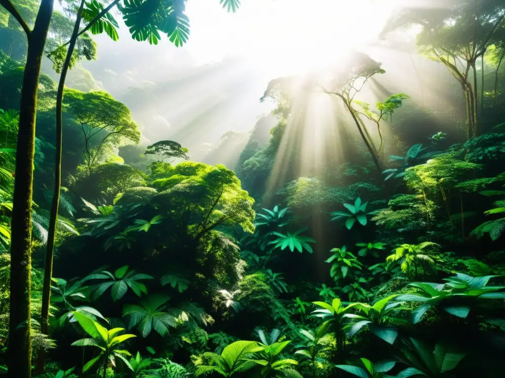 Imagen impactante de un exuberante y denso bosque tropical con una biodiversidad asombrosa