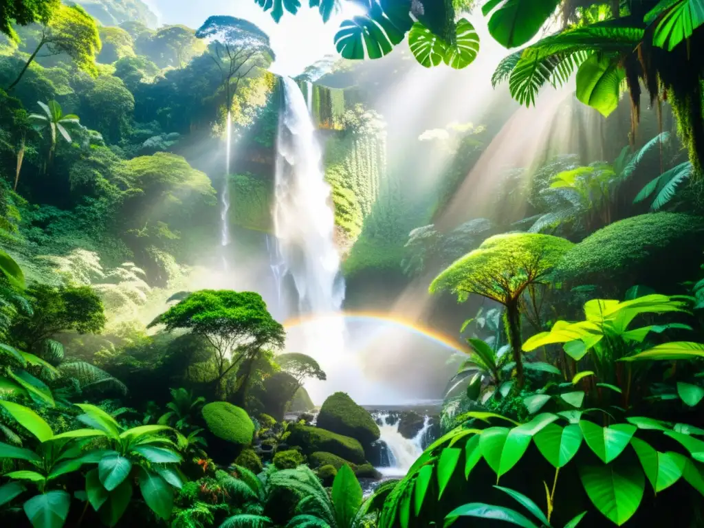 Imagen impactante de un exuberante y próspero bosque tropical, con una diversidad de vida vegetal y animal