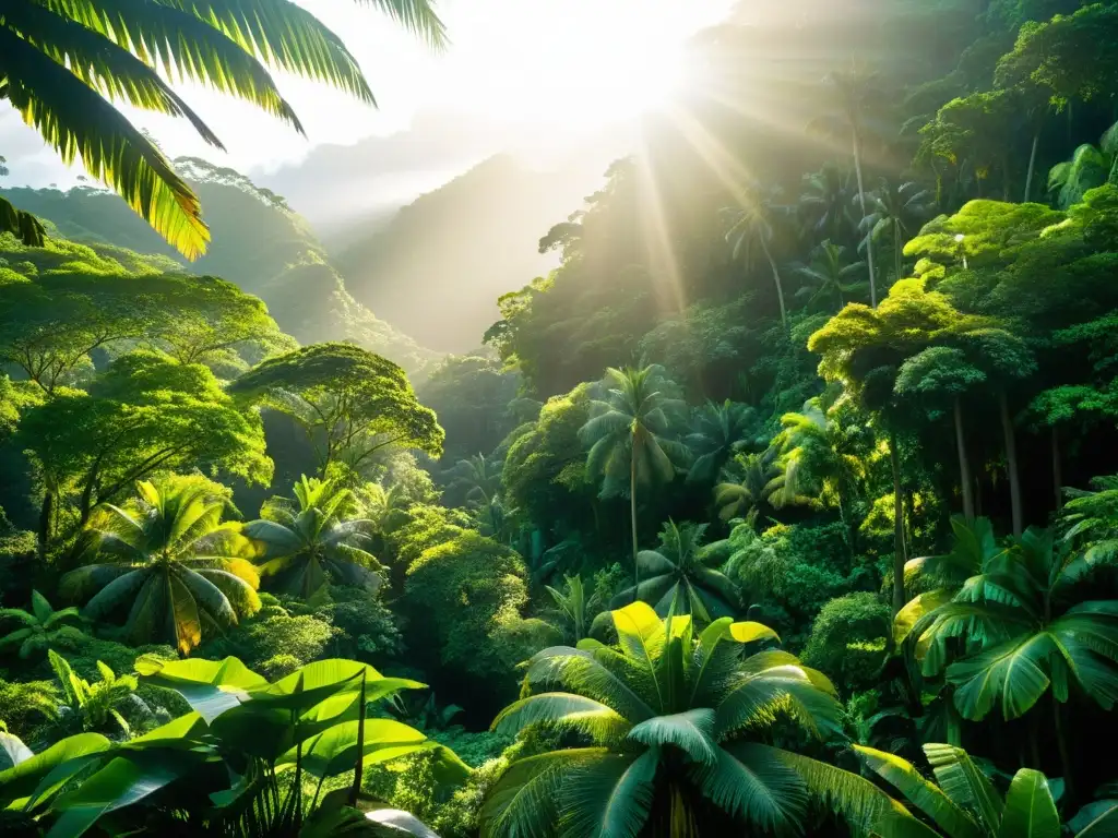 Imagen impactante de la exuberante selva tropical del Caribe, con una biodiversidad asombrosa y una atmósfera misteriosa