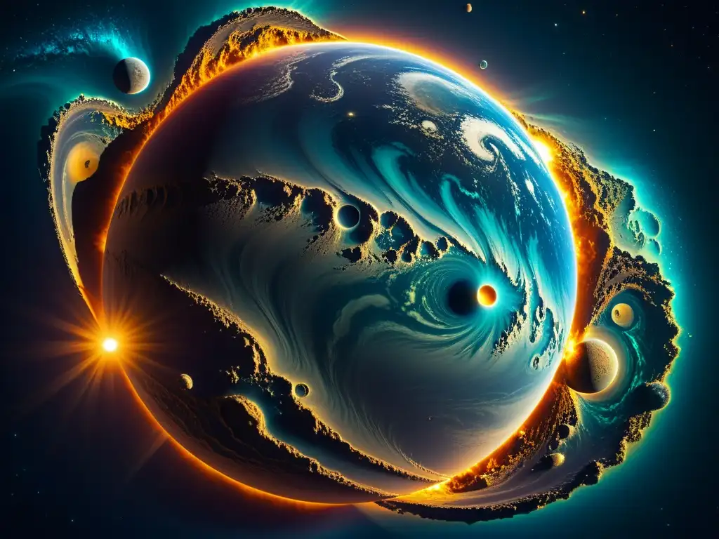 Una imagen impactante de Solaris, el planeta océano, con su superficie en constante cambio y atmósfera misteriosa