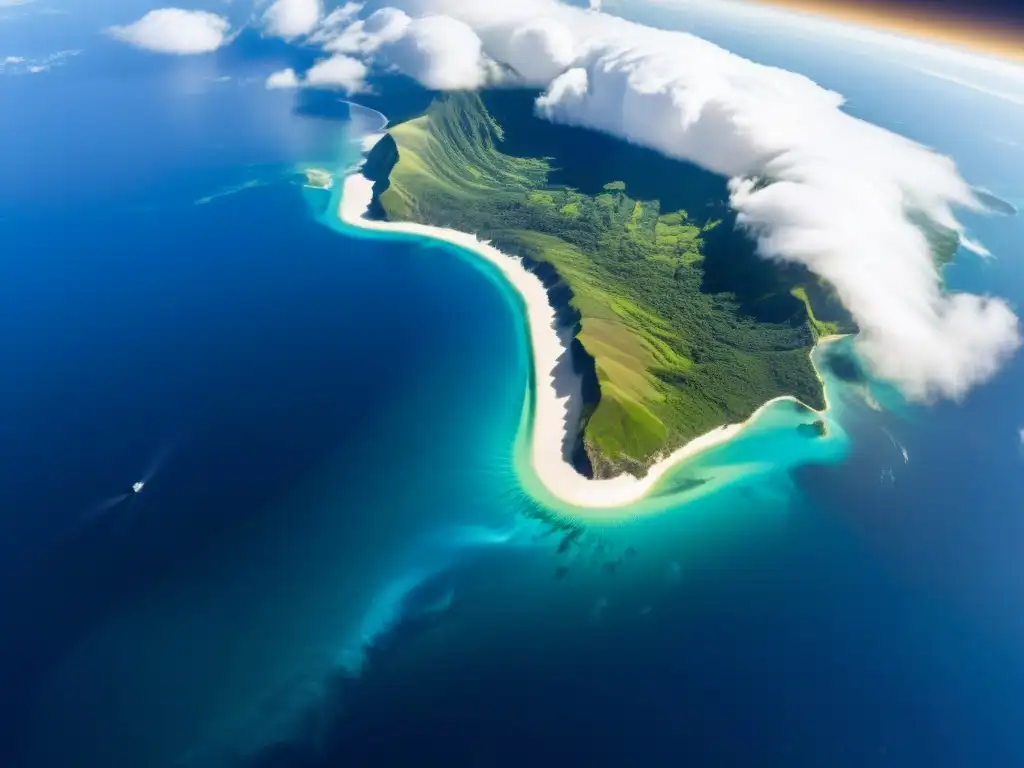 Una imagen impactante de la Tierra desde el espacio, con océanos azules vibrantes, nubes blancas y tierras verdes exuberantes