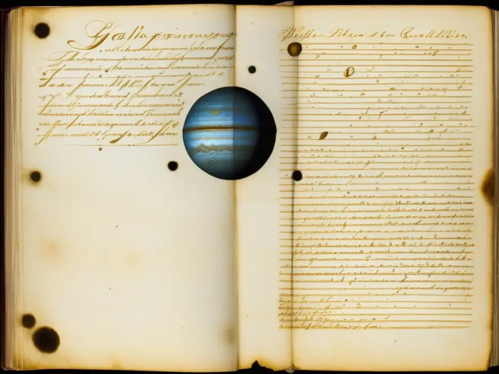 Una imagen de alta resolución de las notas manuscritas de Galileo Galilei sobre sus observaciones de las lunas de Júpiter