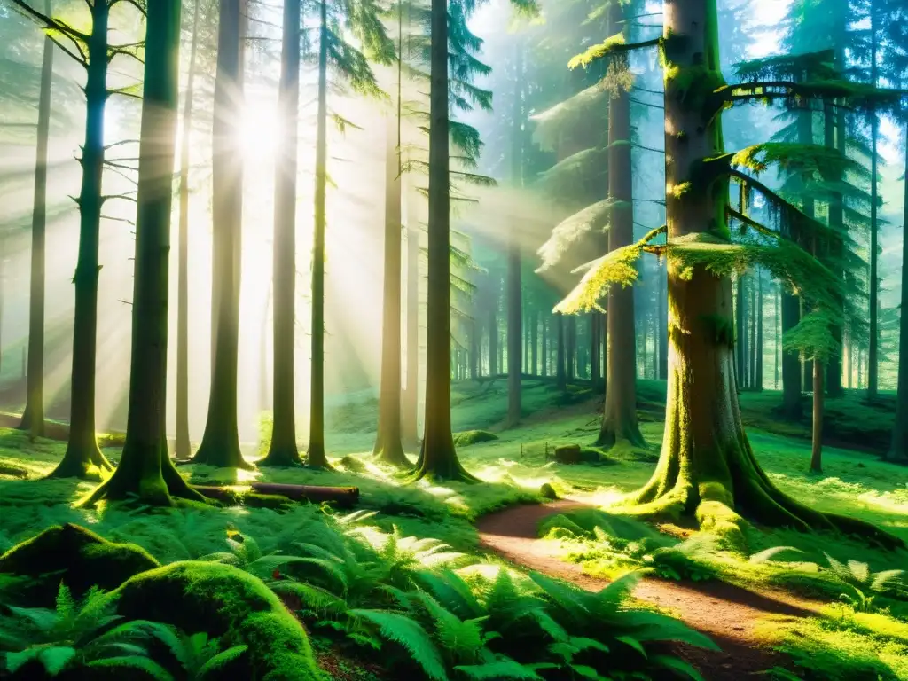 Imagen de la serena belleza del Bosque Negro en Alemania, con árboles antiguos y exuberante follaje verde