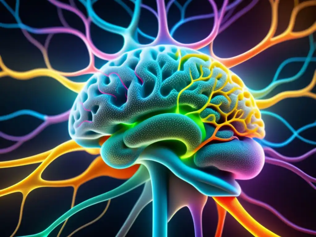 Una impresionante representación visual de la compleja red de vías neuronales en el cerebro humano, ilustrando la interconexión de sus sistemas