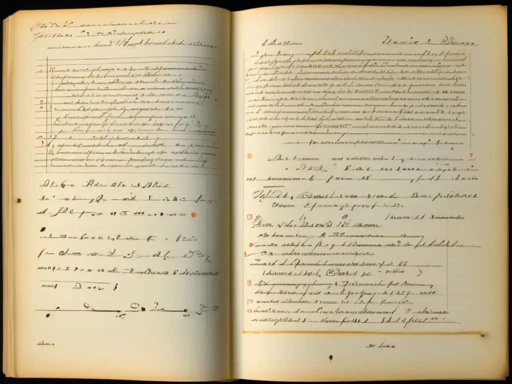 Influencia del pensamiento de Gilles Deleuze: Detalle de manuscritos con anotaciones y diagramas, destacando la complejidad de sus ideas filosóficas