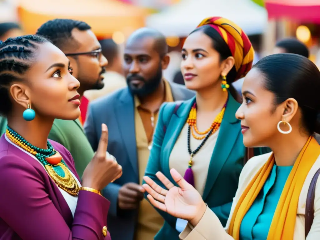 Intensa conversación en un mercado multicultural, desconstruyendo estereotipos postcolonialismo
