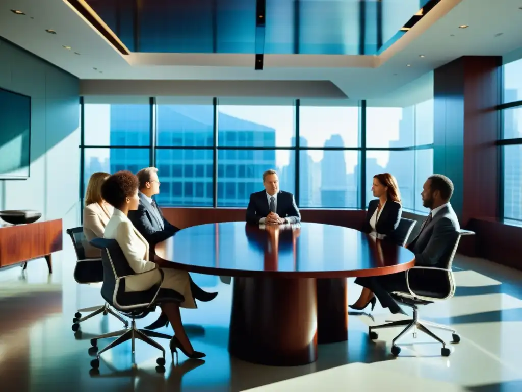 Intensa discusión entre ejecutivos en una elegante sala de juntas