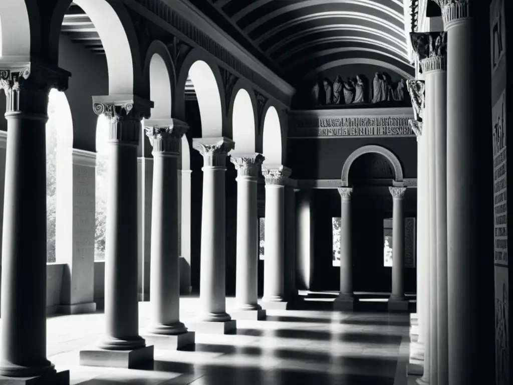 Interiores de la Academia de Platón, luz y sombra destacan detalles arquitectónicos