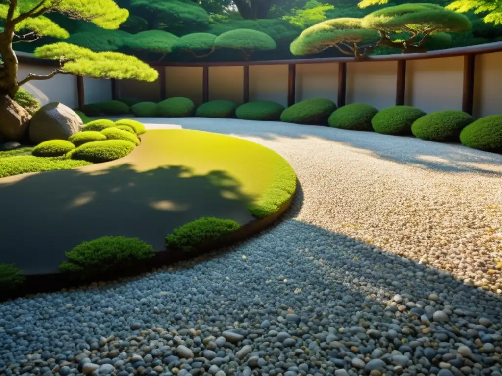Jardín zen japonés con rocas y vegetación exuberante