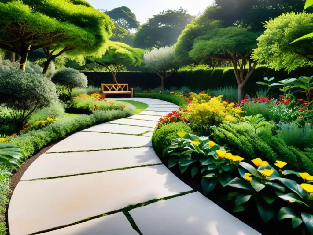 Los Jardines de Epicuro: un oasis de filosofía y placer entre exuberante vegetación y flores vibrantes