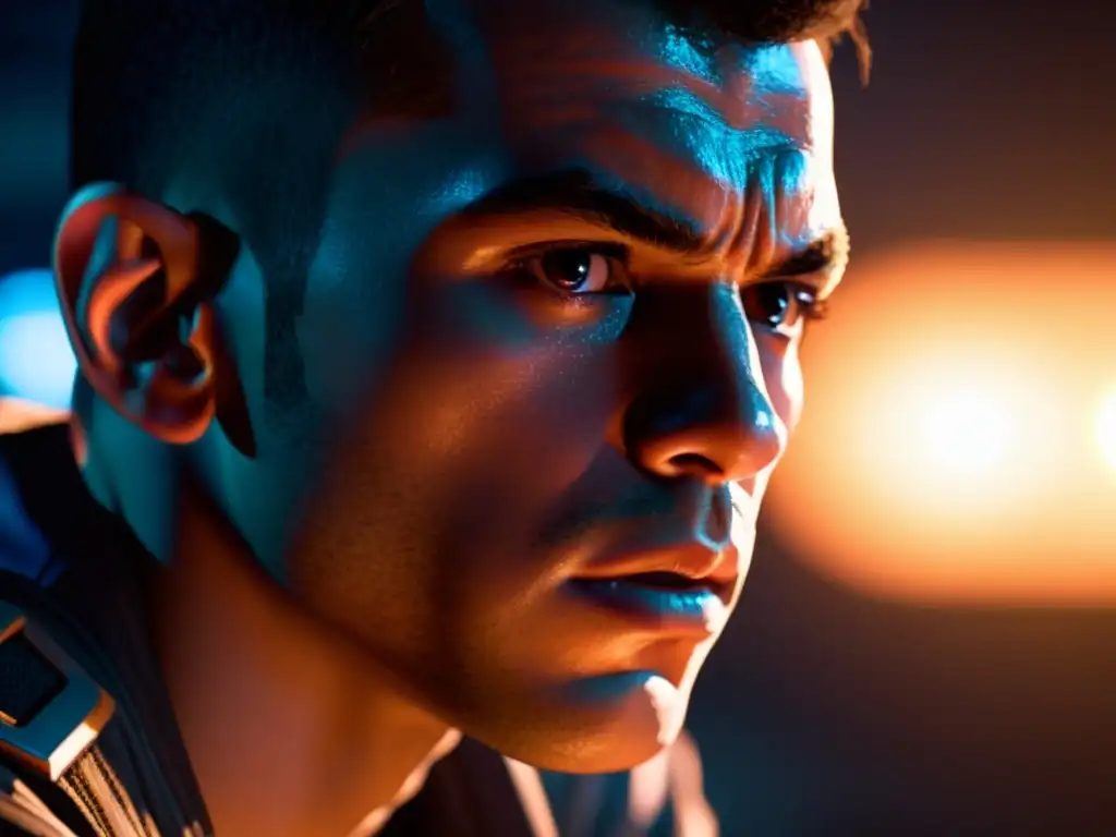 Un jugador en conflicto moral frente a una elección en un videojuego, iluminado por la pantalla