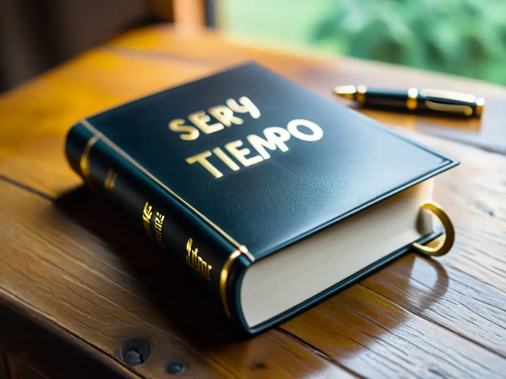 Ser y Tiempo: Libro vintage y notas Libro envejecido 'Ser y Tiempo' de Martin Heidegger en mesa rústica con notas y gafas, busca del ser genuino Heidegger