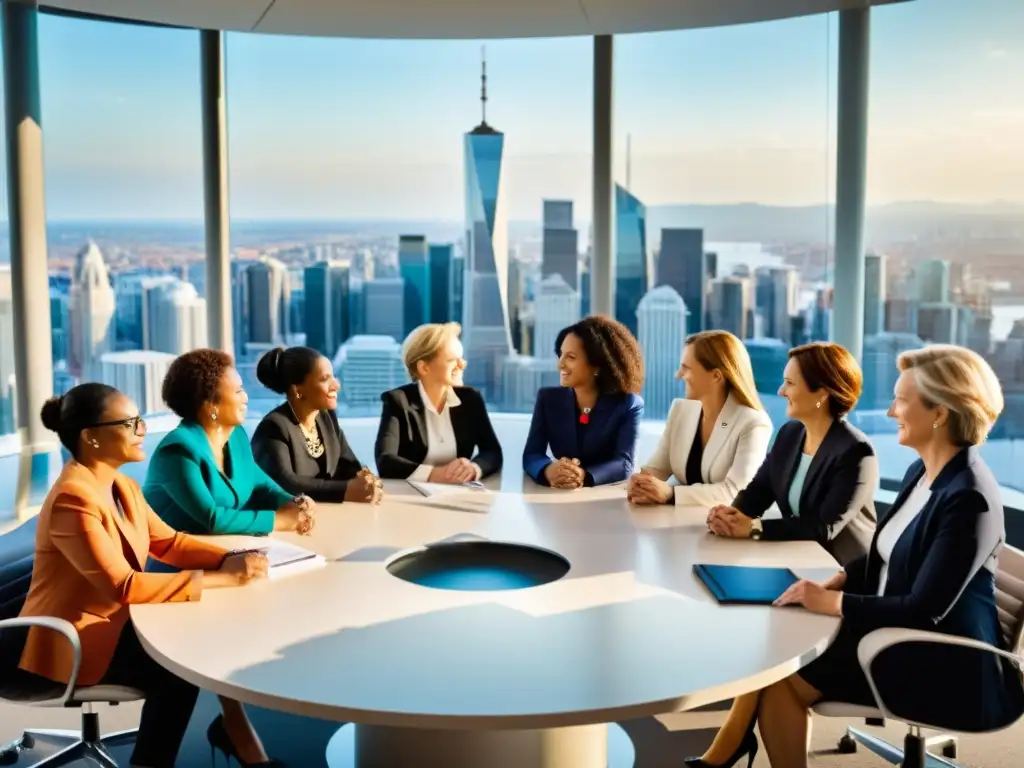 Fotografía de líderes políticas mundiales unidas en un cumbre global, representando el feminismo en la política global