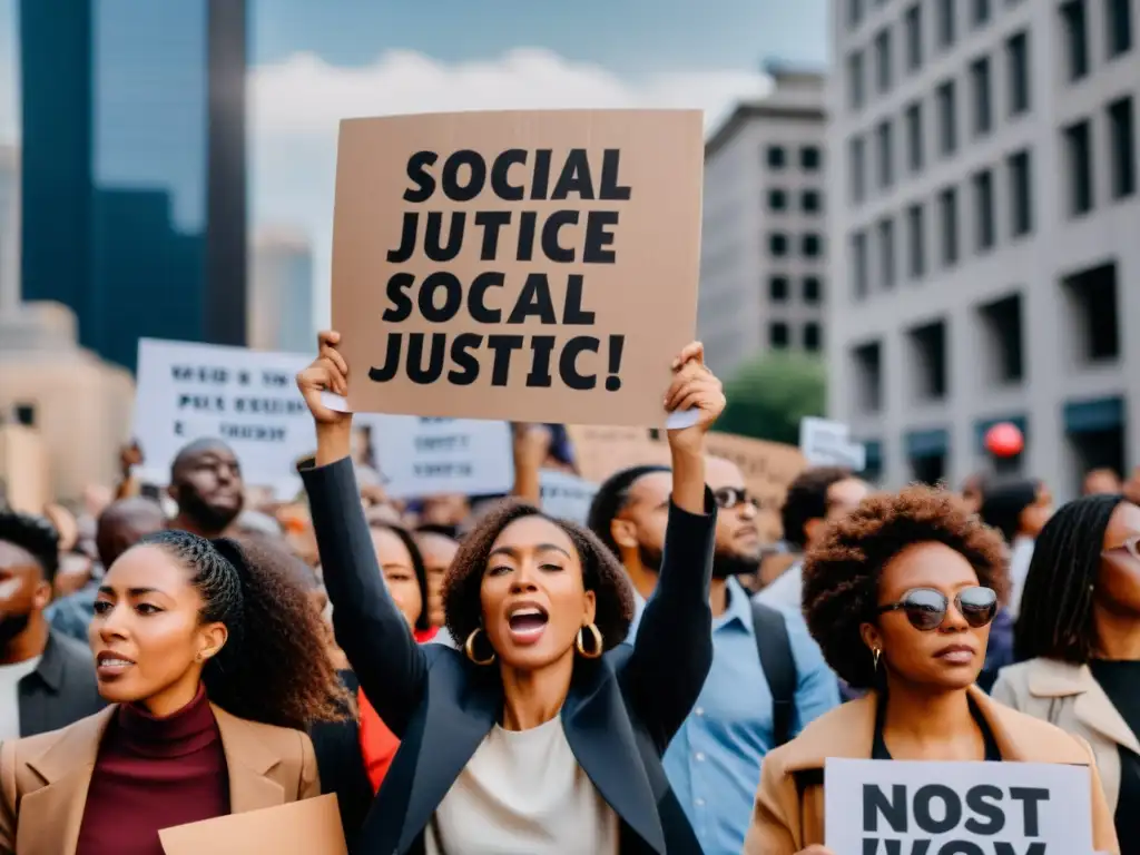 Protesta diversa con pasión y determinación Manifestación diversa con carteles de justicia social
