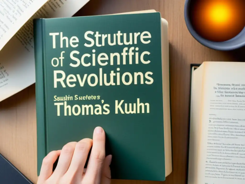 Mano sostiene libro 'The Structure of Scientific Revolutions' de Thomas S
