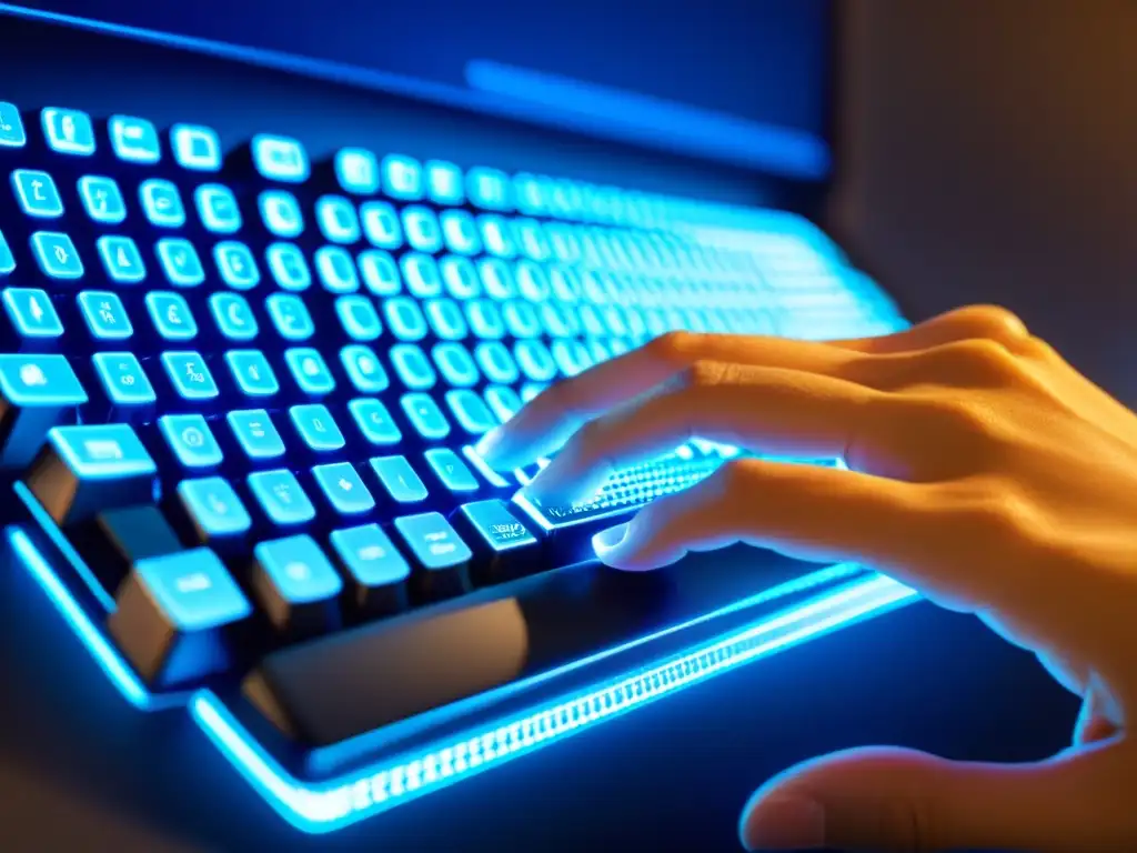 Mano escribiendo en teclado moderno, fusionando lo orgánico con lo digital en un desafío filosófico libertades civiles era digital