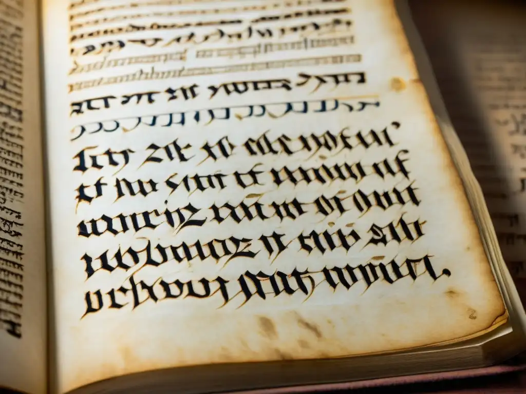 Manuscrito antiguo de Aristóteles iluminado por luz cálida, revelando sabiduría y tradición