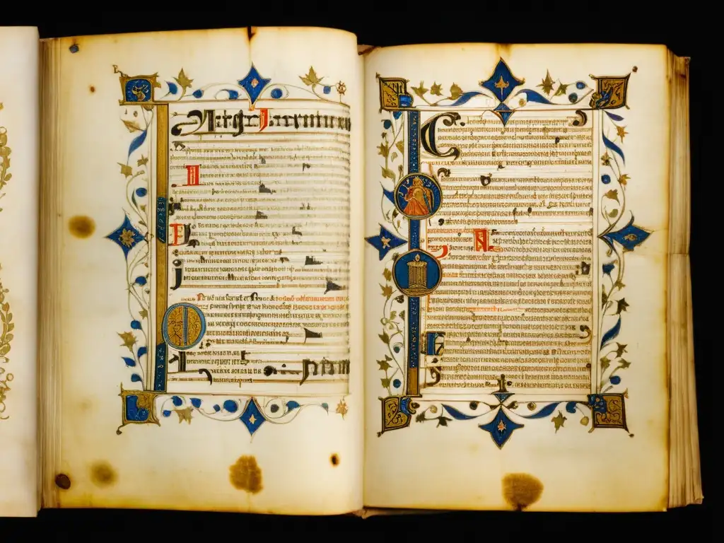 Manuscrito medieval de filosofía escolástica occidental con texto latino ornado en pergamino envejecido y detalles intrincados
