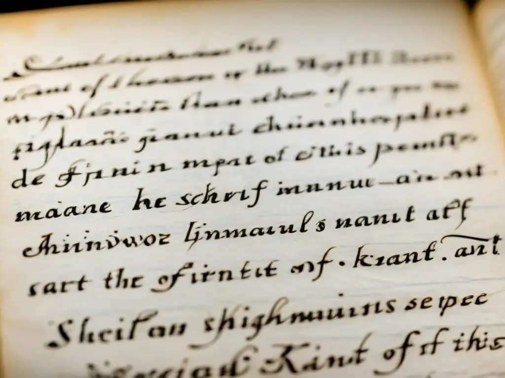 Manuscrito original de Immanuel Kant sobre ética y moral, con detalles intrincados y firma visible