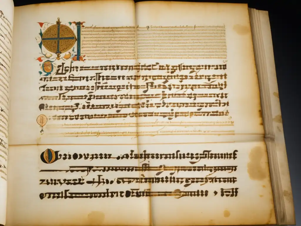 Manuscrito renacentista con caligrafía e ilustraciones detalladas, iluminado en museo