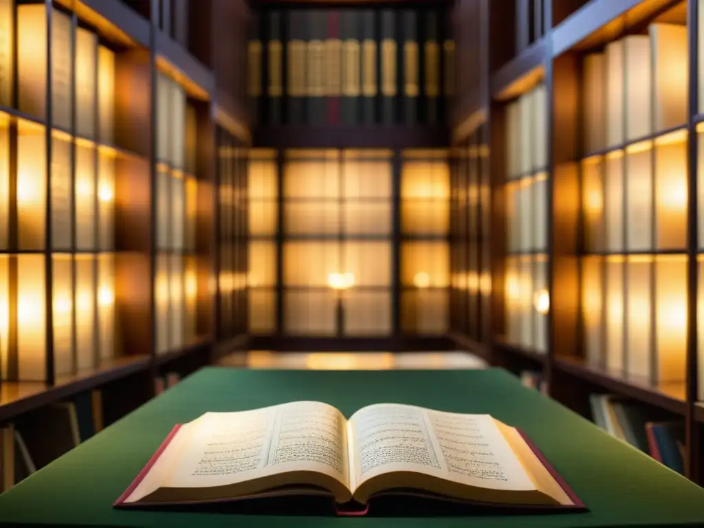 Manuscritos antiguos de filósofos musulmanes sobre lógica y epistemología, en una biblioteca iluminada