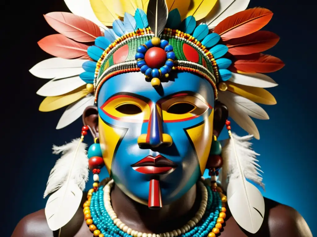 Una máscara tribal Bantú vibrante y detallada, simbolizando la rica herencia cultural y tradiciones espirituales del pueblo Bantú