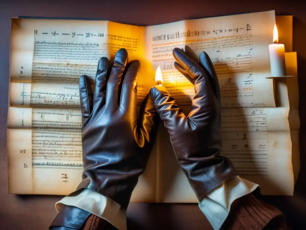 Un matemático estudioso traza ecuaciones en pergamino antiguo, iluminado por la tenue luz de una vela