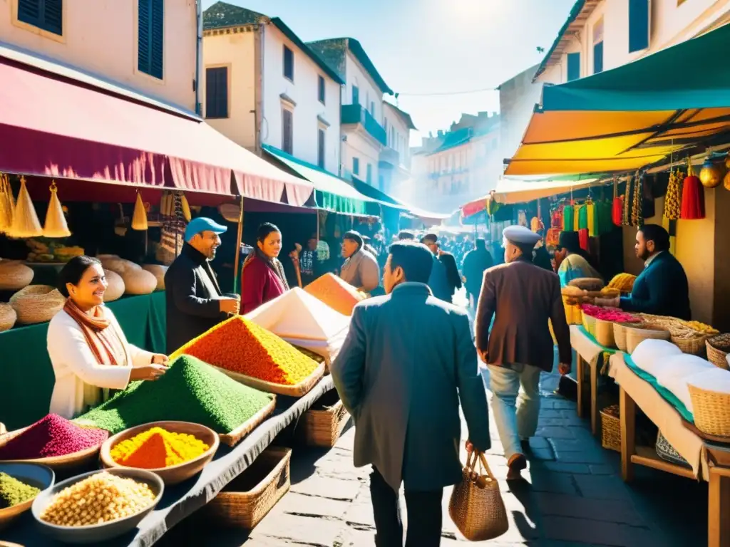 Un mercado bullicioso en una ciudad diversa, con intercambio cultural y sincretismo ideológico en filosofía